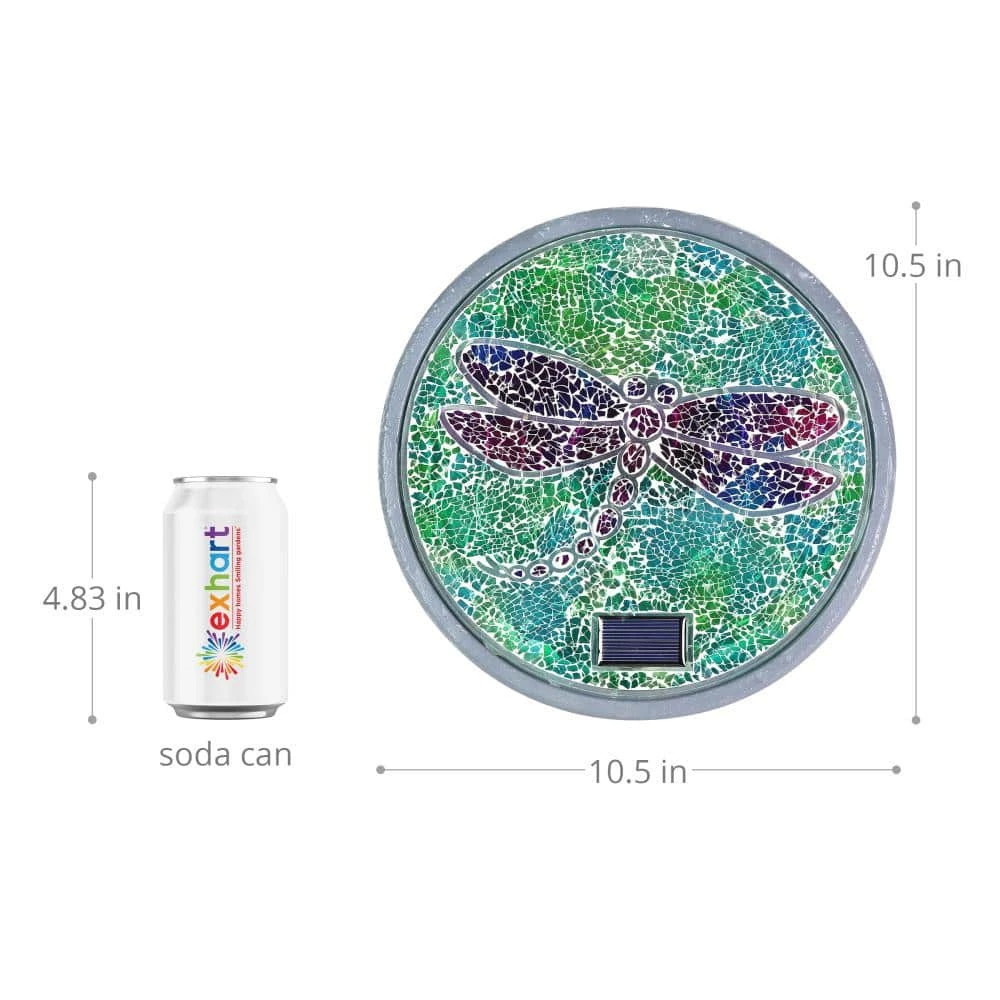 Exhart Solar Mosaic Dragonfly 10.04 in. x 10.04 in. x 1.57 in. Dragonfly Resin Step Stone 6 Exhart Solar Mosaic Dragonfly 10.04 in. x 10.04 in. x 1.57 in. Dragonfly Resin Step Stone - Image 4