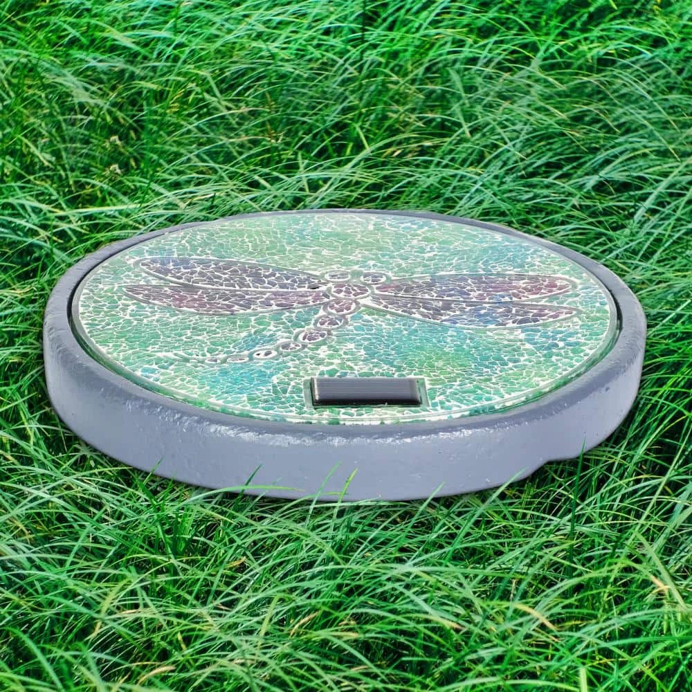 Exhart Solar Mosaic Dragonfly 10.04 in. x 10.04 in. x 1.57 in. Dragonfly Resin Step Stone 9 Exhart Solar Mosaic Dragonfly 10.04 in. x 10.04 in. x 1.57 in. Dragonfly Resin Step Stone - Image 7