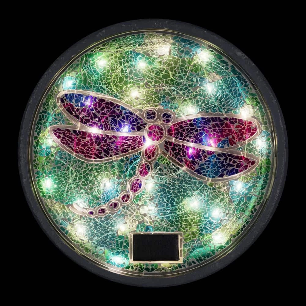 Exhart Solar Mosaic Dragonfly 10.04 in. x 10.04 in. x 1.57 in. Dragonfly Resin Step Stone 8 Exhart Solar Mosaic Dragonfly 10.04 in. x 10.04 in. x 1.57 in. Dragonfly Resin Step Stone - Image 6