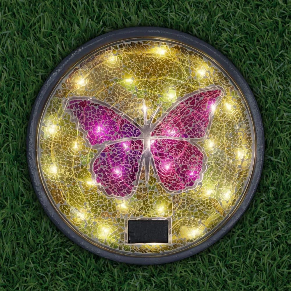 Exhart Solar Mosaic Butterfly 10.04 in. x 10.04 in. x 1.57 in. Butterfly Resin Step Stone 12 Exhart Solar Mosaic Butterfly 10.04 in. x 10.04 in. x 1.57 in. Butterfly Resin Step Stone - Image 10