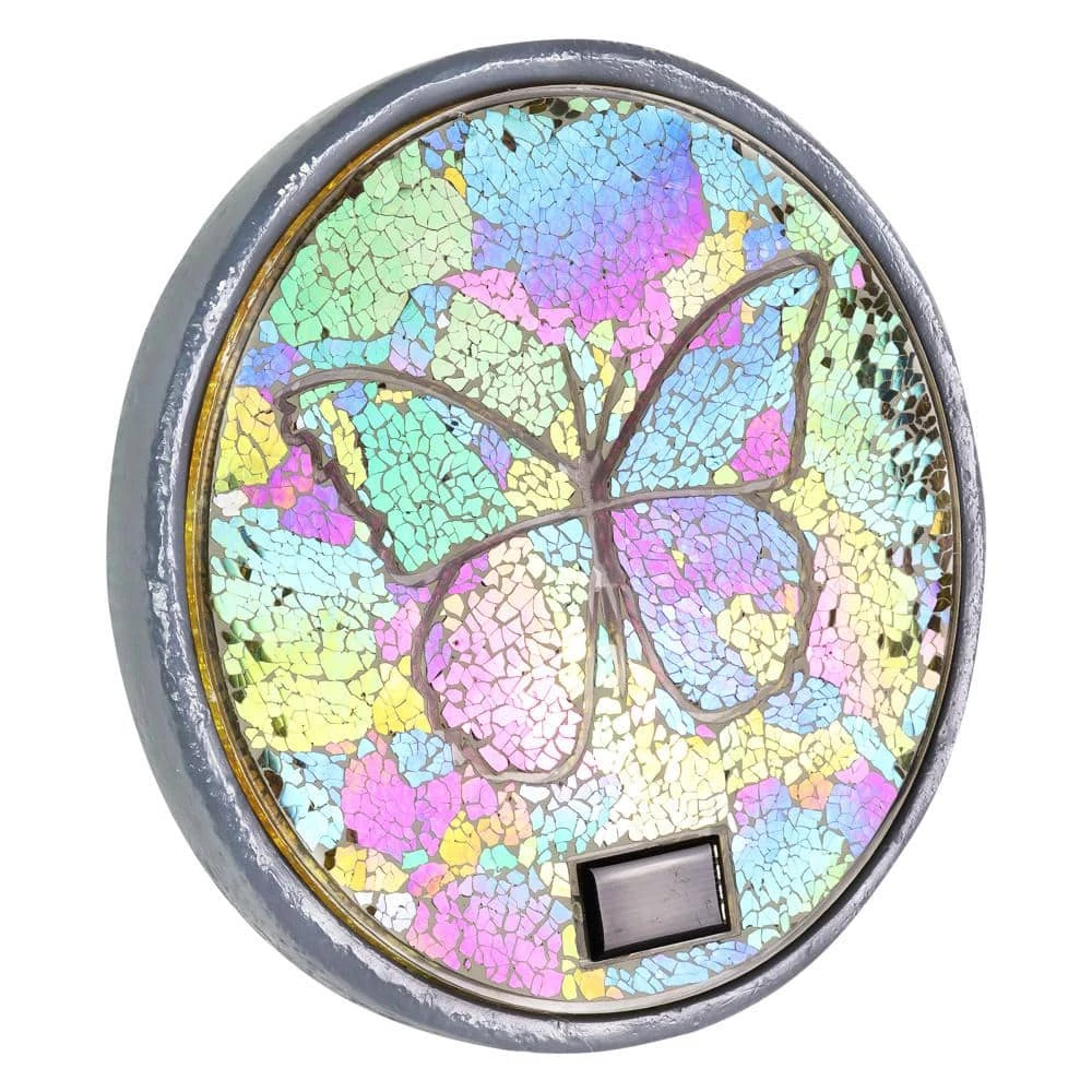 Exhart Solar Mosaic Butterfly 10.04 in. x 10.04 in. x 1.57 in. Butterfly Resin Step Stone 4 Exhart Solar Mosaic Butterfly 10.04 in. x 10.04 in. x 1.57 in. Butterfly Resin Step Stone - Image 2