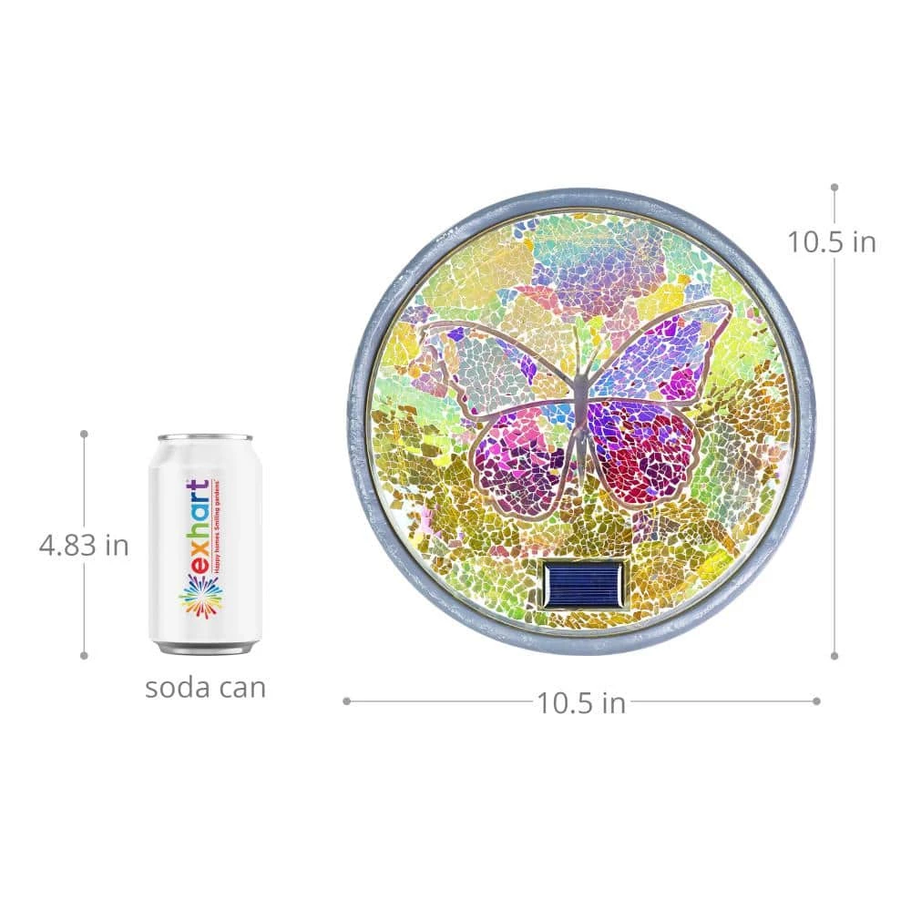 Exhart Solar Mosaic Butterfly 10.04 in. x 10.04 in. x 1.57 in. Butterfly Resin Step Stone 7 Exhart Solar Mosaic Butterfly 10.04 in. x 10.04 in. x 1.57 in. Butterfly Resin Step Stone - Image 5