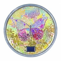 Exhart Solar Mosaic Butterfly 10.04 in. x 10.04 in. x 1.57 in. Butterfly Resin Step Stone