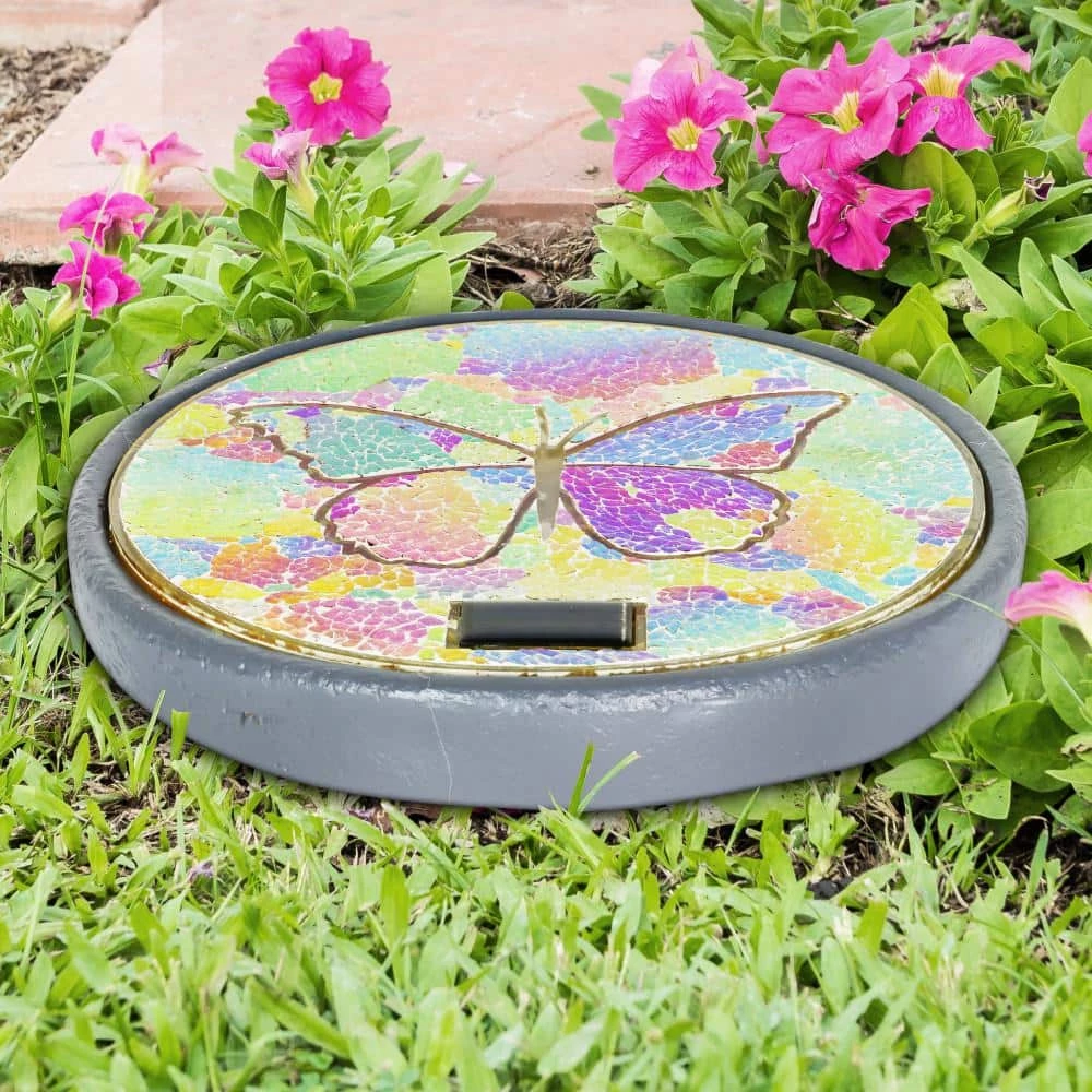 Exhart Solar Mosaic Butterfly 10.04 in. x 10.04 in. x 1.57 in. Butterfly Resin Step Stone 11 Exhart Solar Mosaic Butterfly 10.04 in. x 10.04 in. x 1.57 in. Butterfly Resin Step Stone - Image 9