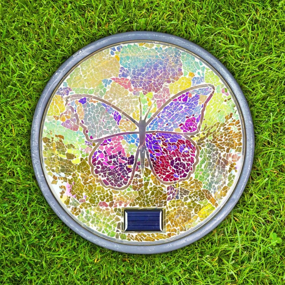 Exhart Solar Mosaic Butterfly 10.04 in. x 10.04 in. x 1.57 in. Butterfly Resin Step Stone 6 Exhart Solar Mosaic Butterfly 10.04 in. x 10.04 in. x 1.57 in. Butterfly Resin Step Stone - Image 4