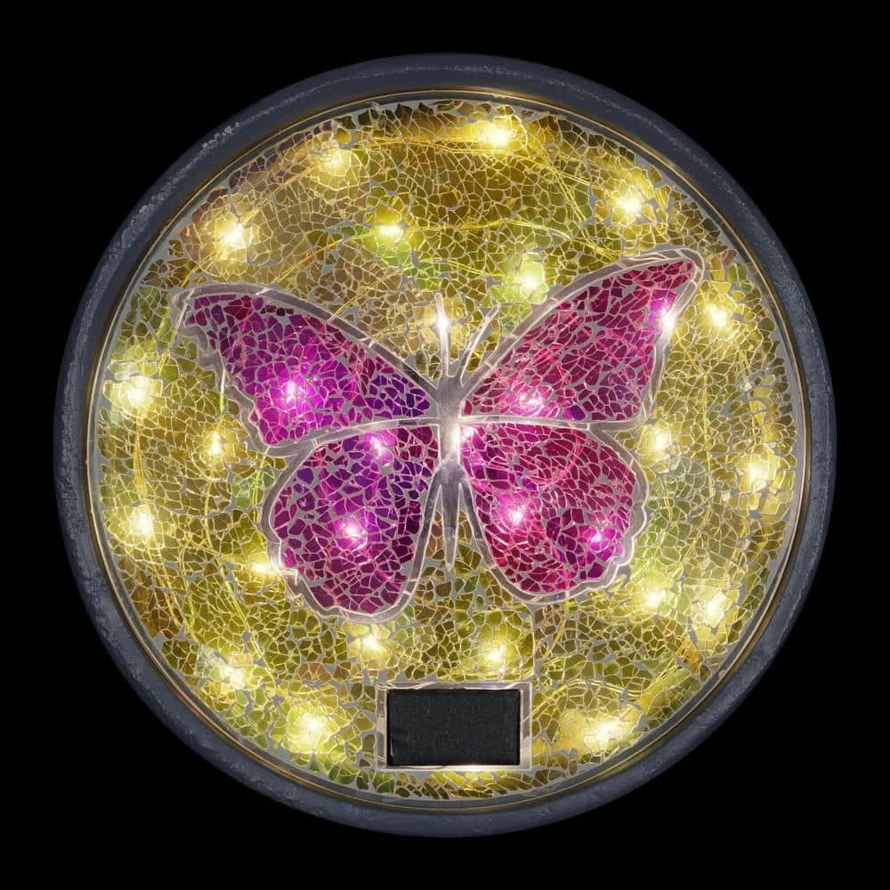 Exhart Solar Mosaic Butterfly 10.04 in. x 10.04 in. x 1.57 in. Butterfly Resin Step Stone 10 Exhart Solar Mosaic Butterfly 10.04 in. x 10.04 in. x 1.57 in. Butterfly Resin Step Stone - Image 8