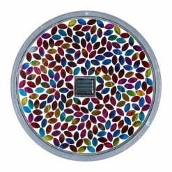Exhart Solar Mosaic Flower 10.04 in. x 10.04 in. x 1.57 in. Flower Resin Step Stone