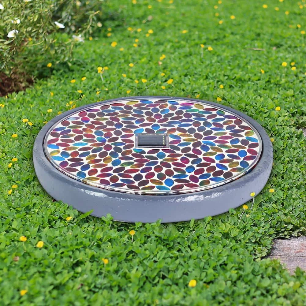 Exhart Solar Mosaic Flower 10.04 in. x 10.04 in. x 1.57 in. Flower Resin Step Stone 9 Exhart Solar Mosaic Flower 10.04 in. x 10.04 in. x 1.57 in. Flower Resin Step Stone - Image 7