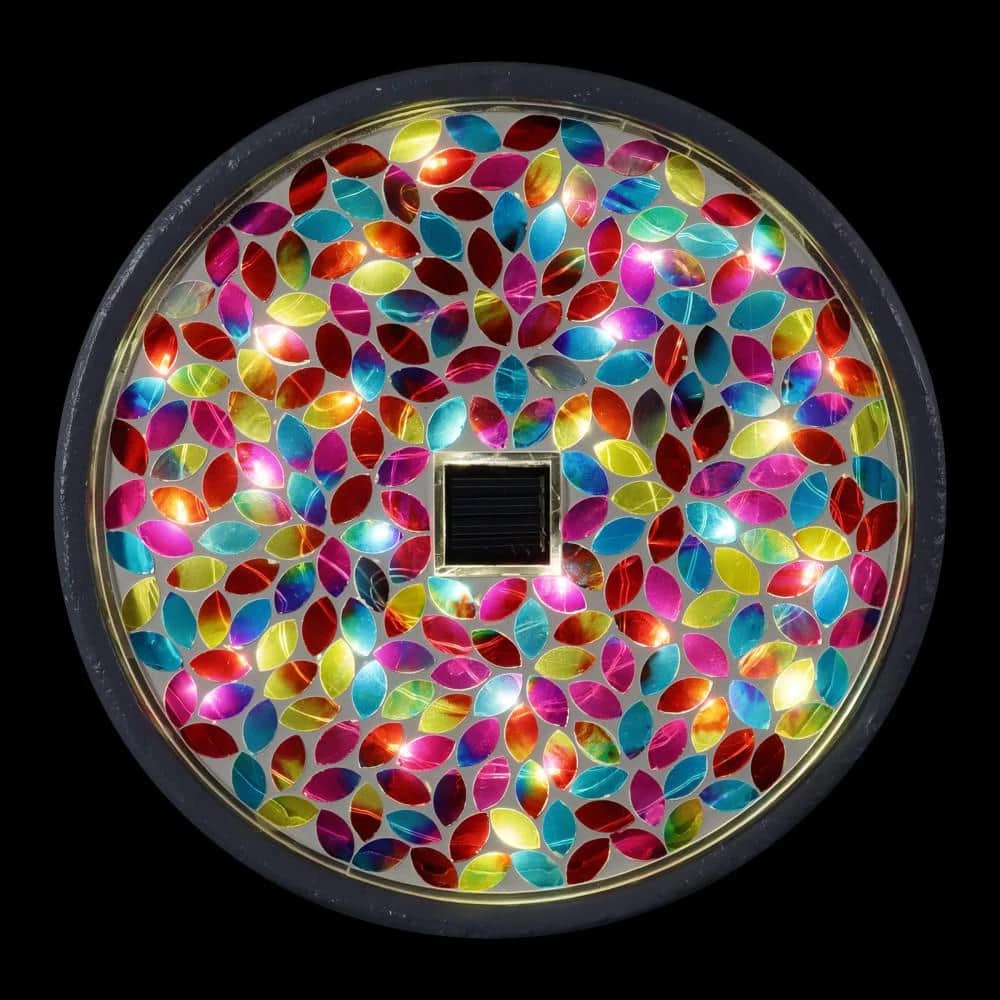 Exhart Solar Mosaic Flower 10.04 in. x 10.04 in. x 1.57 in. Flower Resin Step Stone 8 Exhart Solar Mosaic Flower 10.04 in. x 10.04 in. x 1.57 in. Flower Resin Step Stone - Image 6