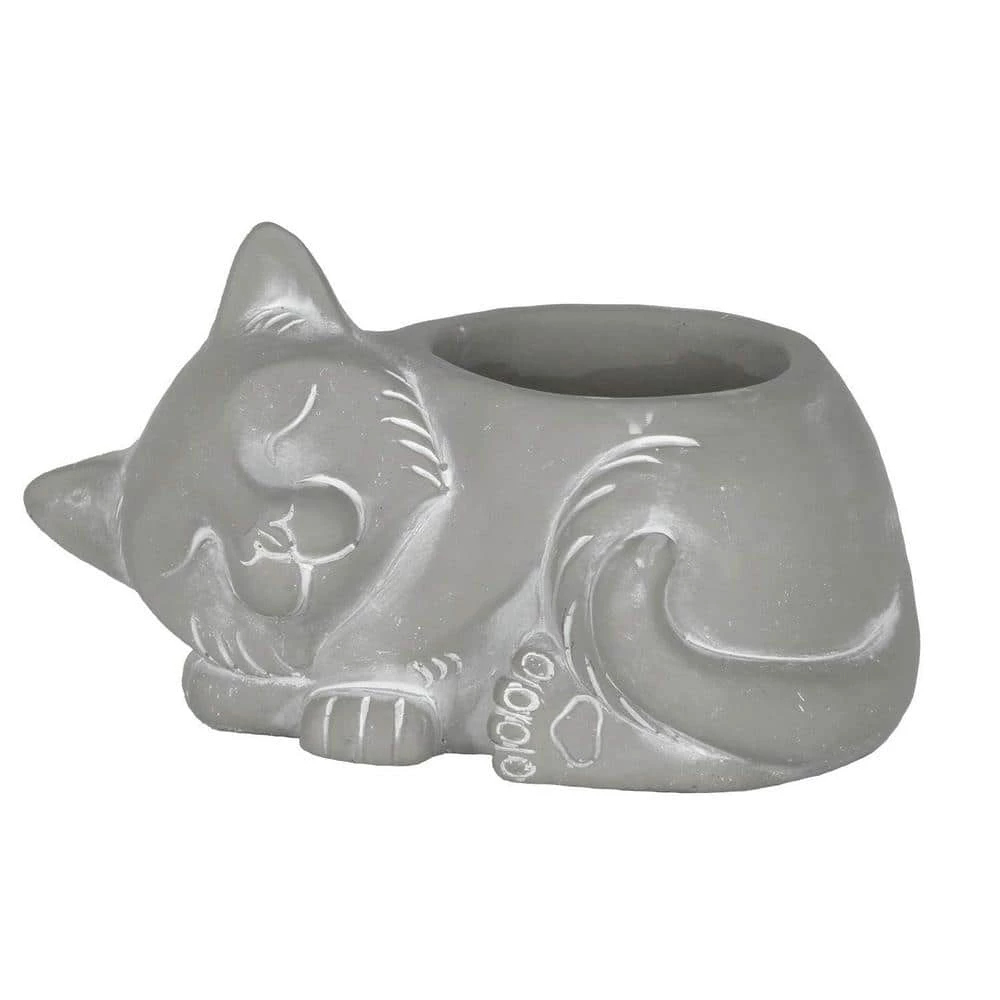 Classic Home & Garden Large Natural Cement Sleeping Cat Planter 3 Classic Home & Garden Large Natural Cement Sleeping Cat Planter