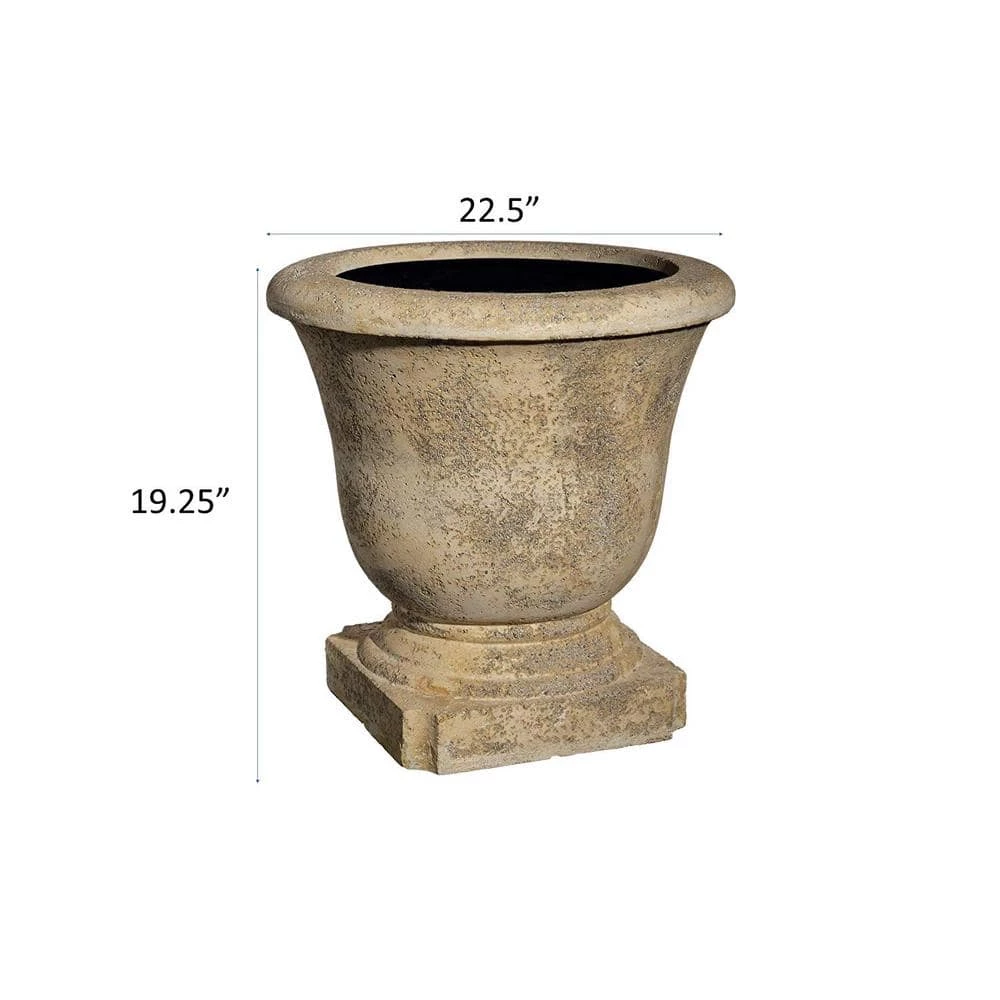 Classic Home & Garden 22 in. Natural Elegant Lava Stone Urn Planter 6 Classic Home & Garden 22 in. Natural Elegant Lava Stone Urn Planter - Image 4