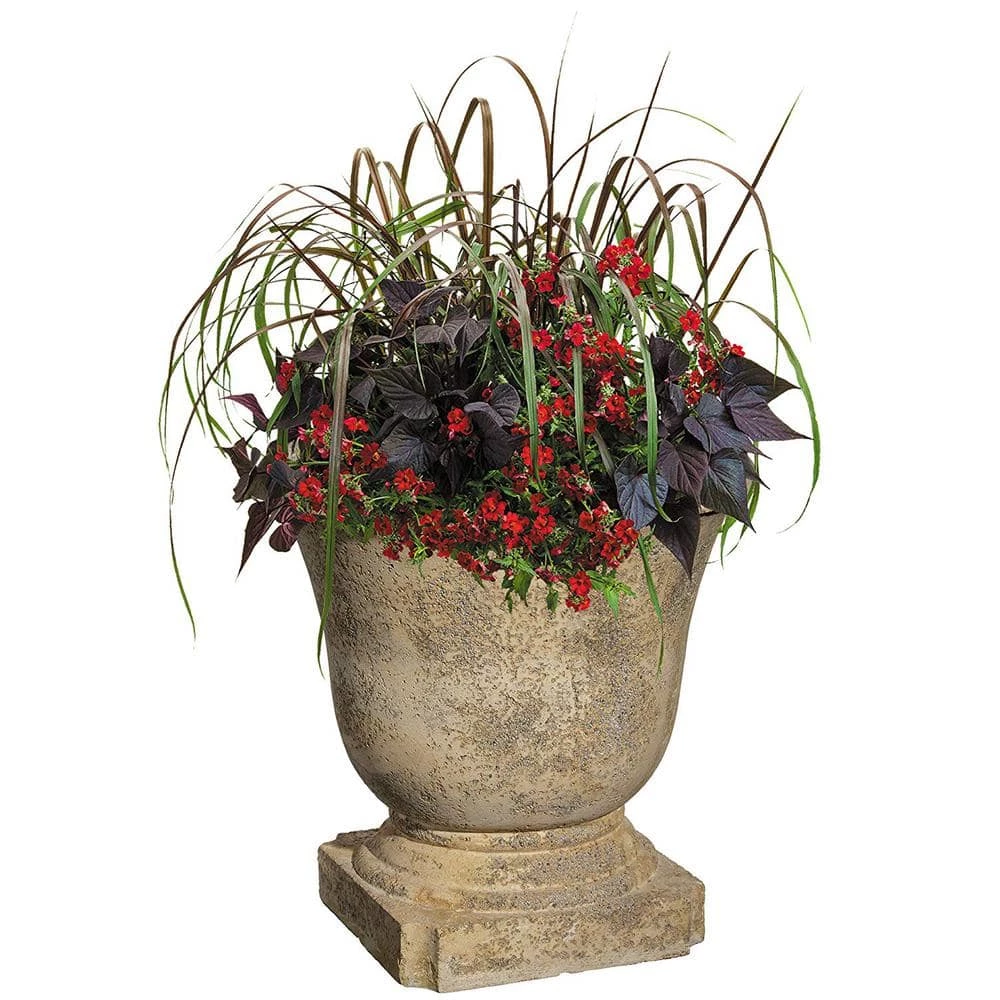 Classic Home & Garden 22 in. Natural Elegant Lava Stone Urn Planter 4 Classic Home & Garden 22 in. Natural Elegant Lava Stone Urn Planter - Image 2