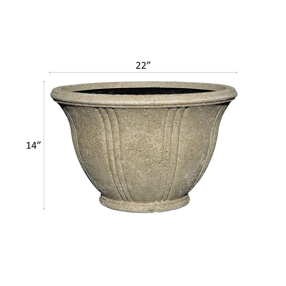 Classic Home & Garden 22 in. Natural Lava Stone Low Dorset Pot Planter 6 Classic Home & Garden 22 in. Natural Lava Stone Low Dorset Pot Planter - Image 4