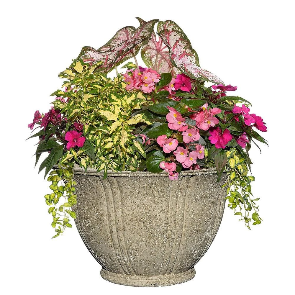 Classic Home & Garden 22 in. Natural Lava Stone Low Dorset Pot Planter 4 Classic Home & Garden 22 in. Natural Lava Stone Low Dorset Pot Planter - Image 2