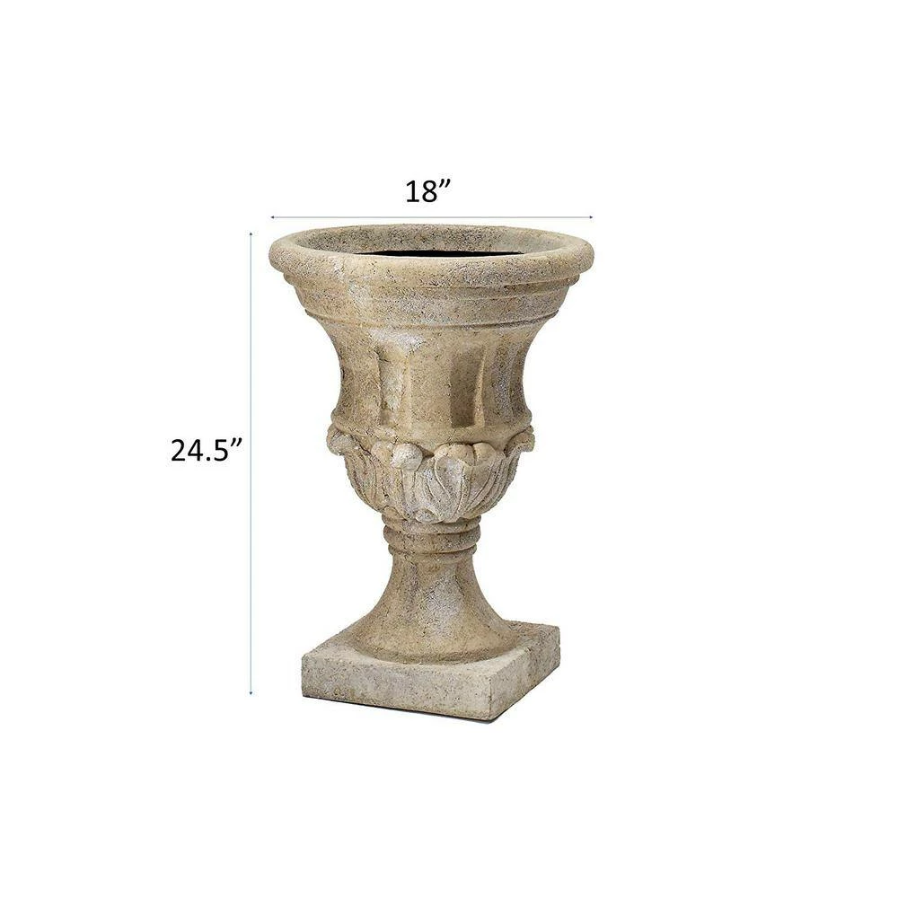 Classic Home & Garden 18 in. Natural Luzon Lava Stone Urn Planter 6 Classic Home & Garden 18 in. Natural Luzon Lava Stone Urn Planter - Image 4
