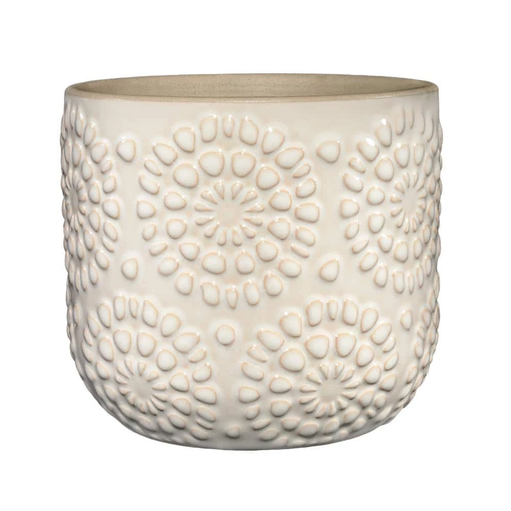 Classic Home & Garden Bellisima 4.5 in. Oatmeal Ceramic Planter with Drainage Plug 3 Classic Home & Garden Bellisima 4.5 in. Oatmeal Ceramic Planter with Drainage Plug