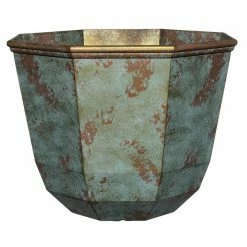 Classic Home & Garden 15 in. Patina Copper Shaina Resin Planter