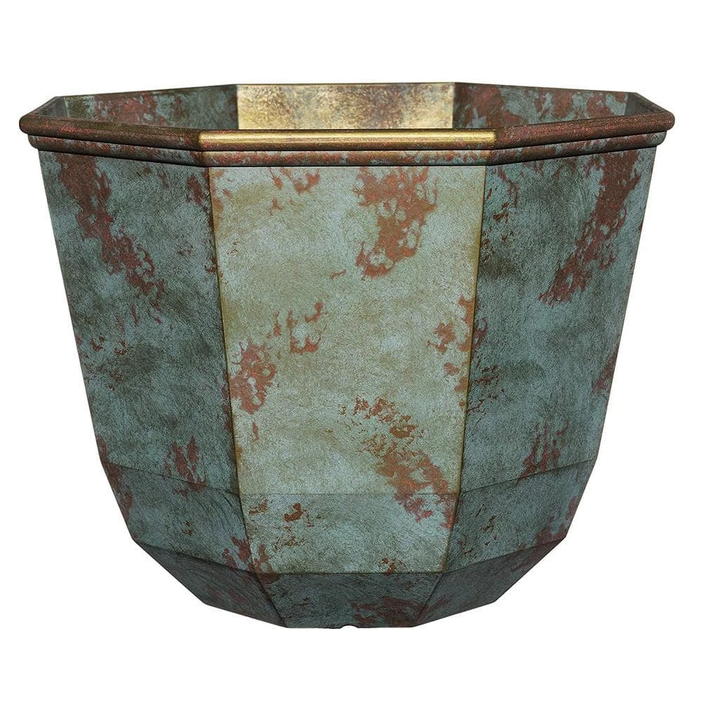 Classic Home & Garden 15 in. Patina Copper Shaina Resin Planter 3 Classic Home & Garden 15 in. Patina Copper Shaina Resin Planter