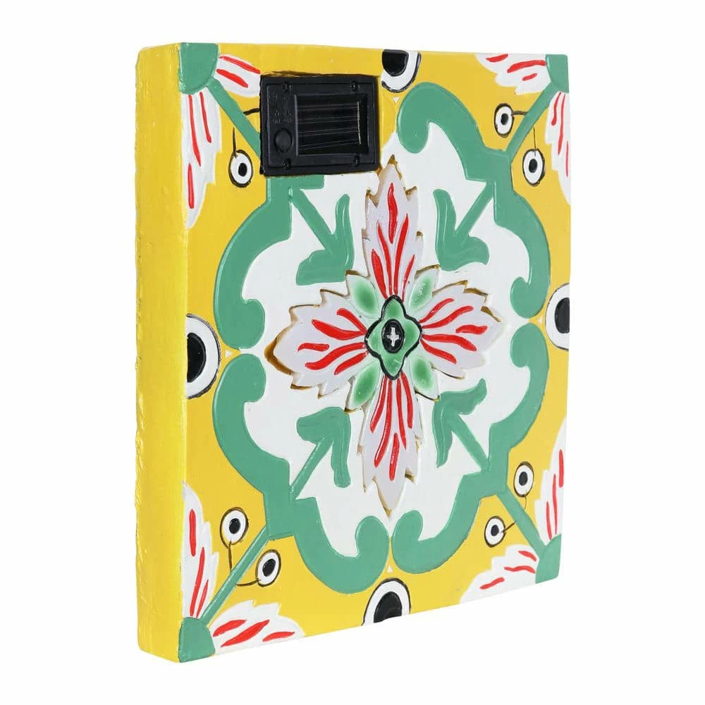 Exhart Solar Mediterranean 10.04 in. x 10.04 in. x 1.18 in. Pink Flower Resin Step Stone 4 Exhart Solar Mediterranean 10.04 in. x 10.04 in. x 1.18 in. Pink Flower Resin Step Stone - Image 2