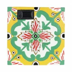 Exhart Solar Mediterranean 10.04 in. x 10.04 in. x 1.18 in. Pink Flower Resin Step Stone