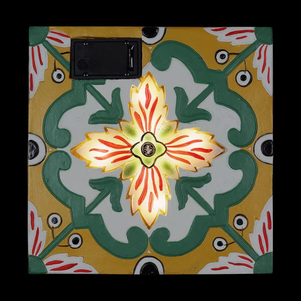 Exhart Solar Mediterranean 10.04 in. x 10.04 in. x 1.18 in. Pink Flower Resin Step Stone 5 Exhart Solar Mediterranean 10.04 in. x 10.04 in. x 1.18 in. Pink Flower Resin Step Stone - Image 3