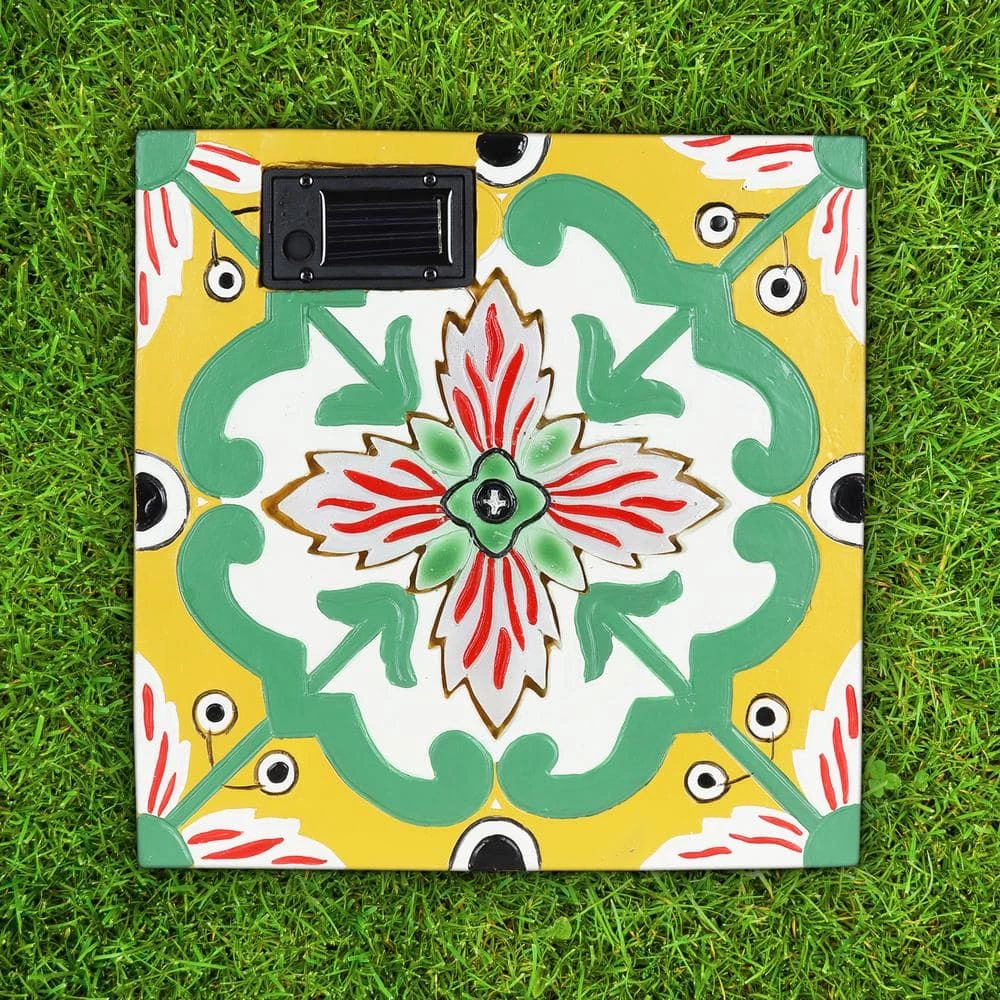 Exhart Solar Mediterranean 10.04 in. x 10.04 in. x 1.18 in. Pink Flower Resin Step Stone 6 Exhart Solar Mediterranean 10.04 in. x 10.04 in. x 1.18 in. Pink Flower Resin Step Stone - Image 4