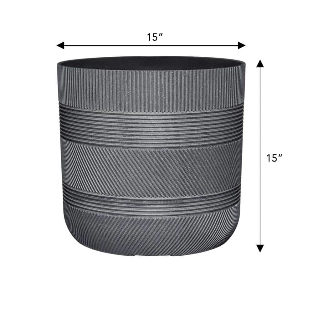 Classic Home & Garden Richmond 15 in. x 15 in. Raven Wash Resin Self-Watering Planter 5 Classic Home & Garden Richmond 15 in. x 15 in. Raven Wash Resin Self-Watering Planter - Image 3