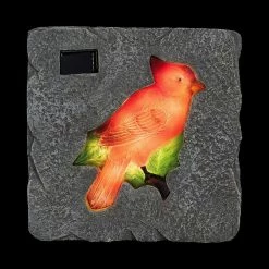 Exhart Solar Cardinal 9.84 in. x 9.84 in. x 1.18 in. Red Cardinal Resin Step Stone -Cheap Good Directions Store red exhart stepping stones 72139 rs a0 1000