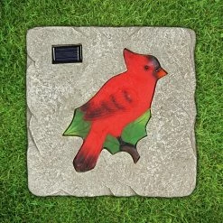 Exhart Solar Cardinal 9.84 in. x 9.84 in. x 1.18 in. Red Cardinal Resin Step Stone -Cheap Good Directions Store red exhart stepping stones 72139 rs c3 1000