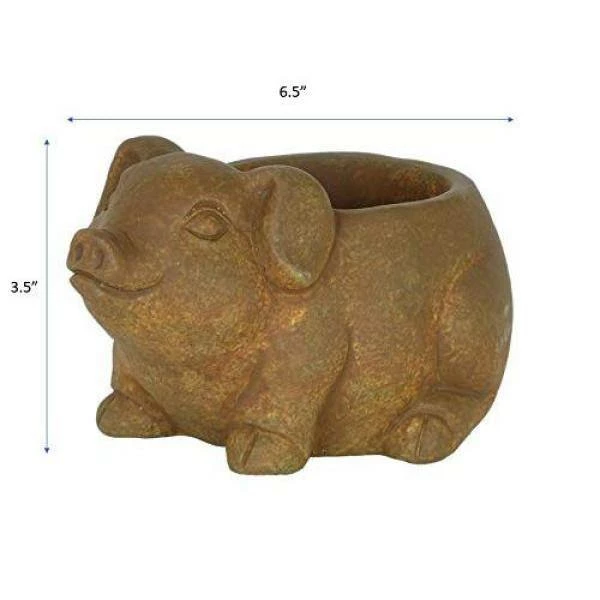 Classic Home & Garden Cement Buddies Large Rust Cement Piglet Planter 4 Classic Home & Garden Cement Buddies Large Rust Cement Piglet Planter - Image 2