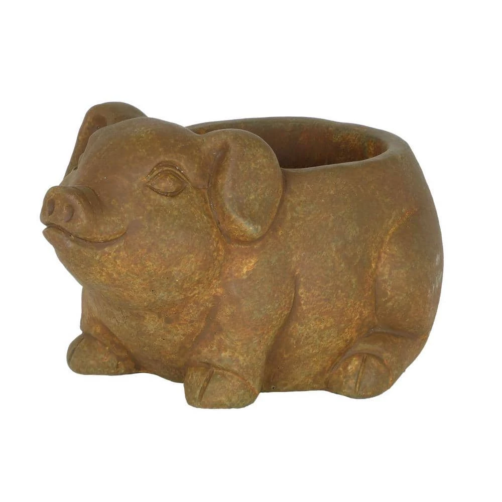 Classic Home & Garden Cement Buddies Large Rust Cement Piglet Planter 3 Classic Home & Garden Cement Buddies Large Rust Cement Piglet Planter