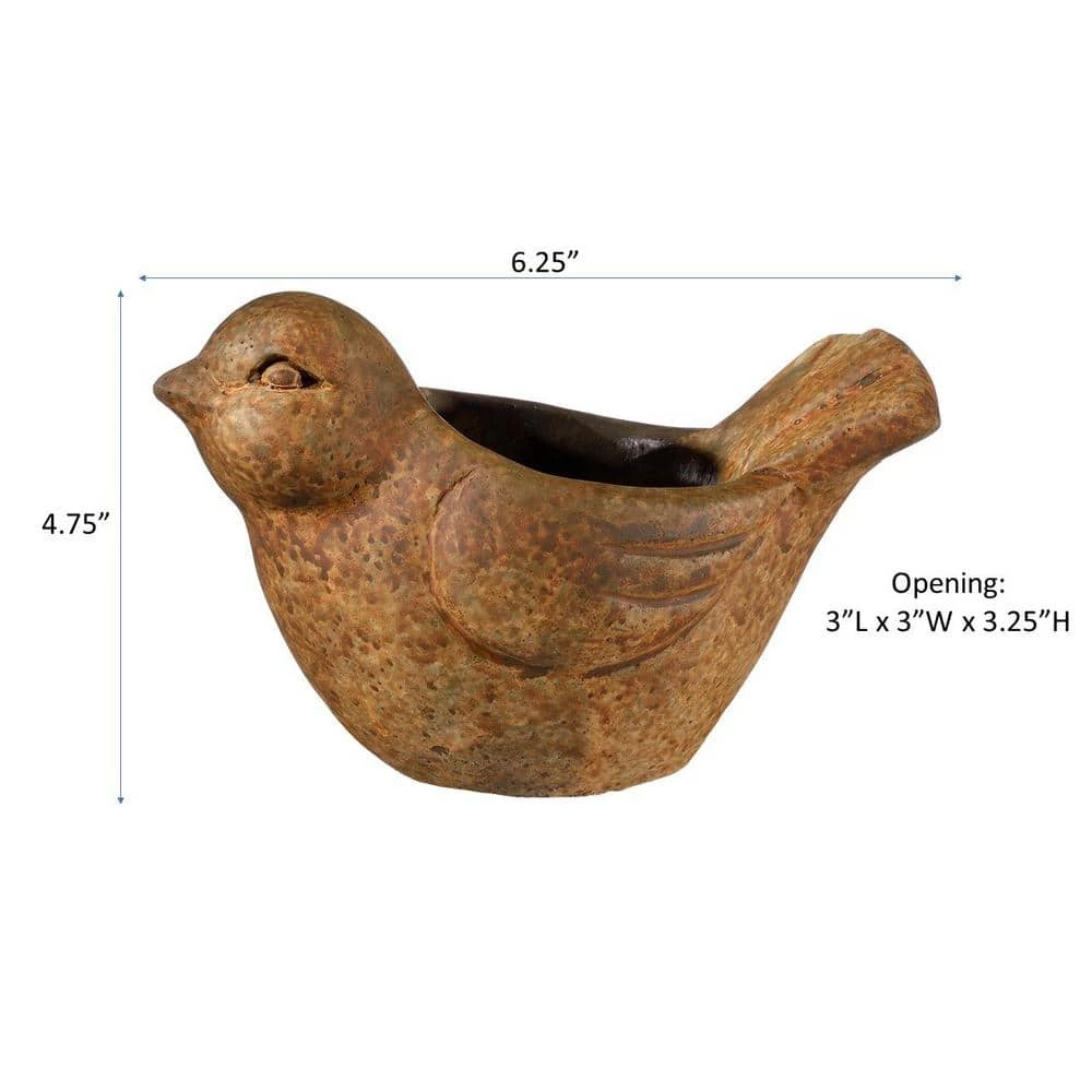 Classic Home & Garden Small Rust Cement Bird Planter 5 Classic Home & Garden Small Rust Cement Bird Planter - Image 3