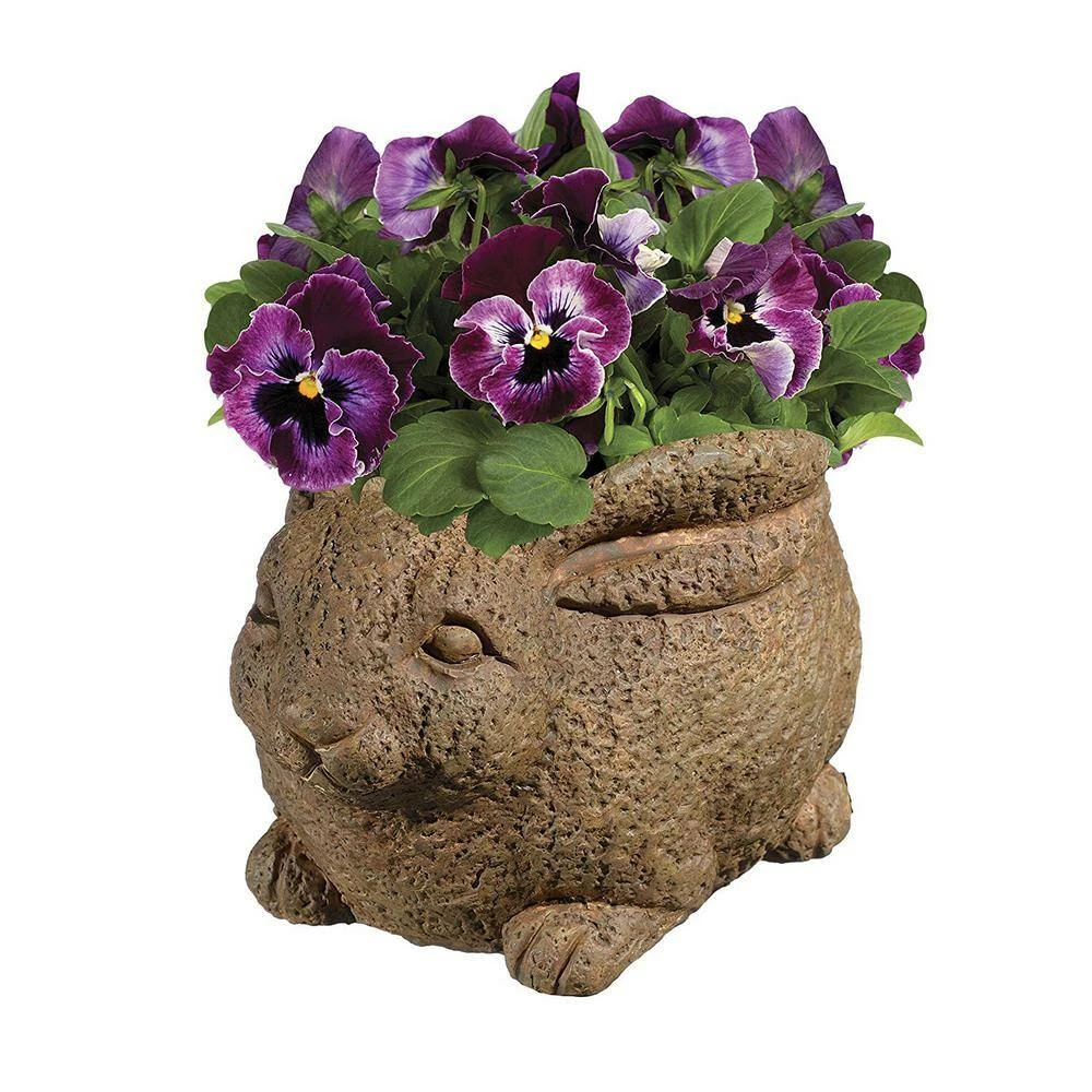 Classic Home & Garden Cement Buddies 8 in. Rust Cement Rabbit Planter 4 Classic Home & Garden Cement Buddies 8 in. Rust Cement Rabbit Planter - Image 2
