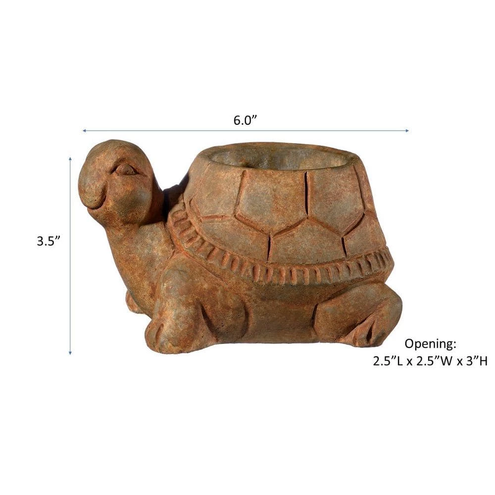 Classic Home & Garden Small Rust Cement Turtle Planter 5 Classic Home & Garden Small Rust Cement Turtle Planter - Image 3