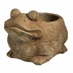 Classic Home & Garden Large Rust Cement Frog Planter