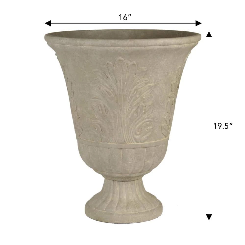 Classic Home & Garden Larissa 16 in. x 19.5 in. Sand Resin Composite Urn 6 Classic Home & Garden Larissa 16 in. x 19.5 in. Sand Resin Composite Urn - Image 4