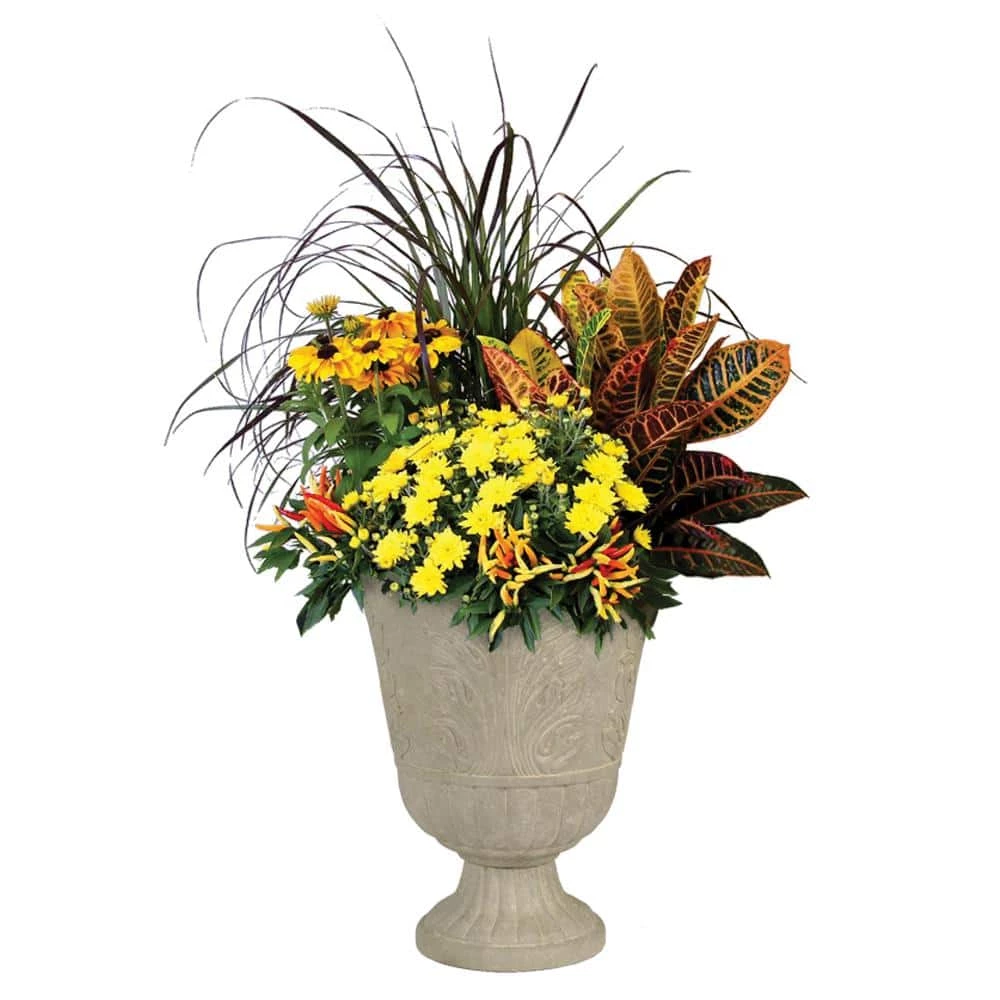 Classic Home & Garden Larissa 16 in. x 19.5 in. Sand Resin Composite Urn 5 Classic Home & Garden Larissa 16 in. x 19.5 in. Sand Resin Composite Urn - Image 3