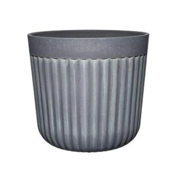 Classic Home & Garden Arlington 10 in. Fluted Shadow Slate Resin Planter Fits 10 in. Drop-N-Decorate Plant 5 Classic Home & Garden Arlington 10 in. Fluted Shadow Slate Resin Planter Fits 10 in. Drop-N-Decorate Plant - Image 3