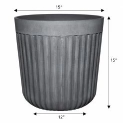 Classic Home & Garden Arlington Fluted 15 in. x 15 in. Shadow Slate Resin Self-Watering Planter -Cheap Good Directions Store shadow slate classic home garden plant pots hd1429d 601r 4f 1000