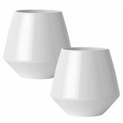 Classic Home & Garden 16 in. Mid Century Stark White Resin Planter (2-Pack)