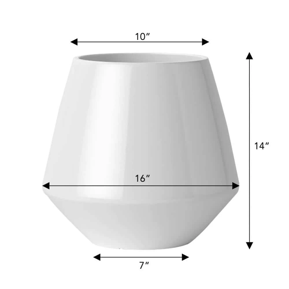 Classic Home & Garden 16 in. Mid Century Stark White Resin Planter (2-Pack) 5 Classic Home & Garden 16 in. Mid Century Stark White Resin Planter (2-Pack) - Image 3