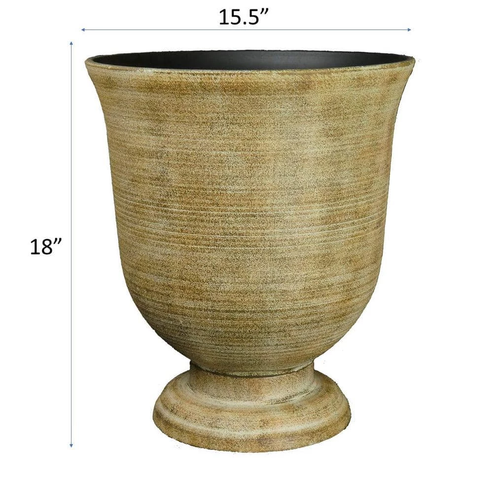Classic Home & Garden 16 in. Striated Fossil Resin Greenwich Urn Planter 6 Classic Home & Garden 16 in. Striated Fossil Resin Greenwich Urn Planter - Image 4
