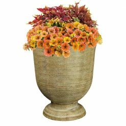 Classic Home & Garden 16 in. Striated Fossil Resin Greenwich Urn Planter 8 Classic Home & Garden 16 in. Striated Fossil Resin Greenwich Urn Planter -Cheap Good Directions Store striated fossil classic home garden plant pots 39451d 039r 4f 1000