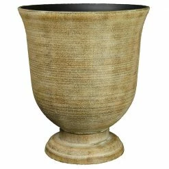 Classic Home & Garden 16 in. Striated Fossil Resin Greenwich Urn Planter
