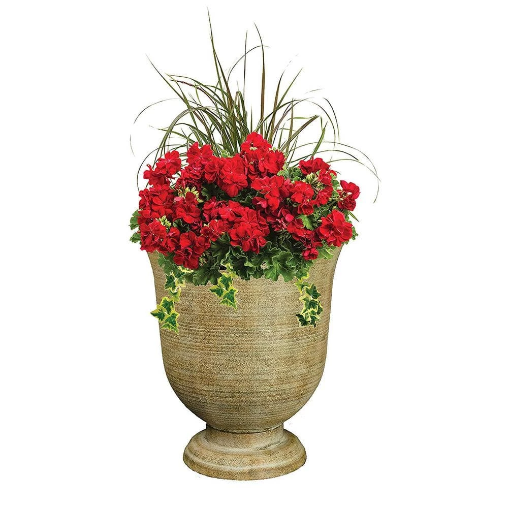 Classic Home & Garden 16 in. Striated Fossil Resin Greenwich Urn Planter 4 Classic Home & Garden 16 in. Striated Fossil Resin Greenwich Urn Planter - Image 2