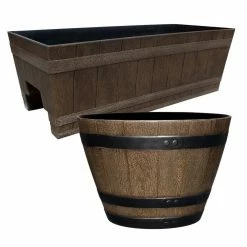 Classic Home & Garden 24 in. Jameson Deck Rail Kentucky Walnut Resin Planter 9 Classic Home & Garden 24 in. Jameson Deck Rail Kentucky Walnut Resin Planter -Cheap Good Directions Store textured brown classic home garden plant pots 1073d 037r 1f 1000