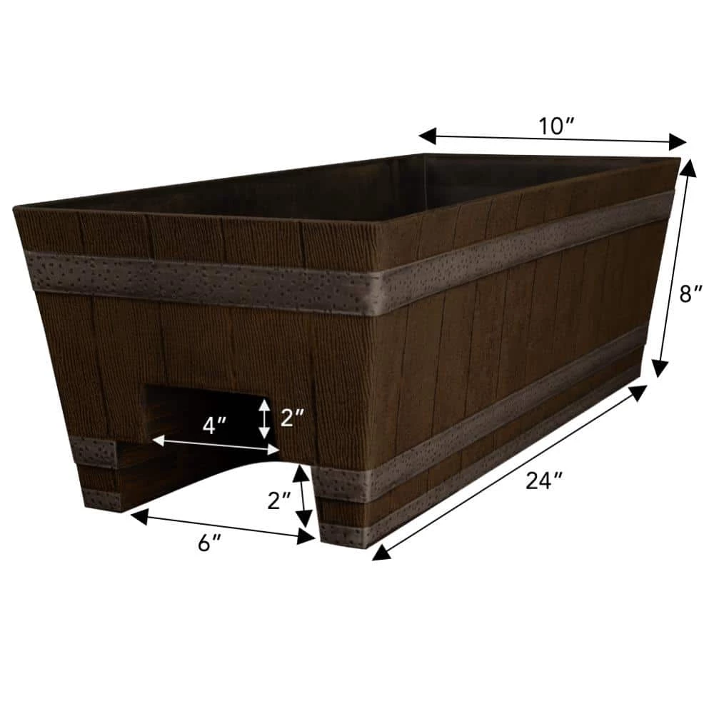 Classic Home & Garden 24 in. Jameson Deck Rail Kentucky Walnut Resin Planter 5 Classic Home & Garden 24 in. Jameson Deck Rail Kentucky Walnut Resin Planter - Image 3