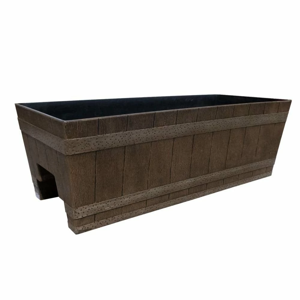 Classic Home & Garden 24 in. Jameson Deck Rail Kentucky Walnut Resin Planter 3 Classic Home & Garden 24 in. Jameson Deck Rail Kentucky Walnut Resin Planter