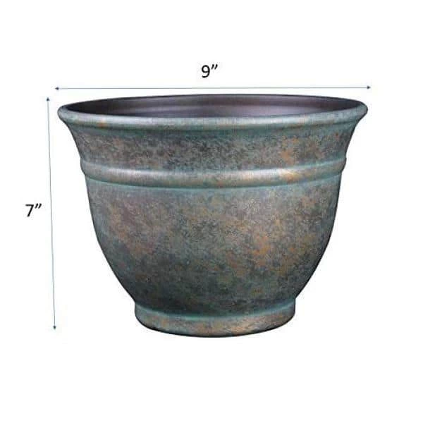 Classic Home & Garden 9 in. Weathered Copper Alena Resin Planter 6 Classic Home & Garden 9 in. Weathered Copper Alena Resin Planter - Image 4