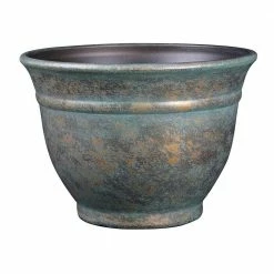 Classic Home & Garden 9 in. Weathered Copper Alena Resin Planter